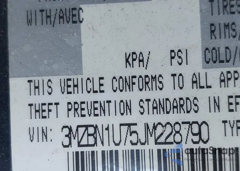 2018 Mazda Mazda3 Sport from USA, damaged, VIN 3MZBN1U75JM228790